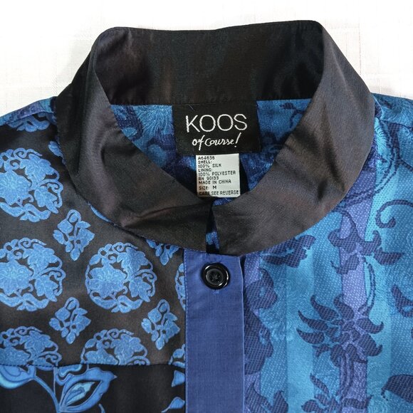 Koos of Course 100% Silk Eclectic Patchwork Button Long Sleeve Shirt Size M - Picture 8 of 11